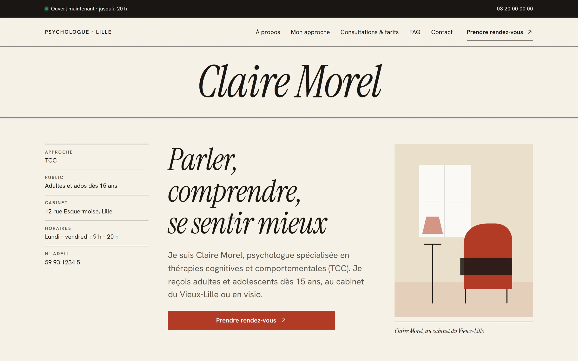 Page d’accueil du style Éditorial.