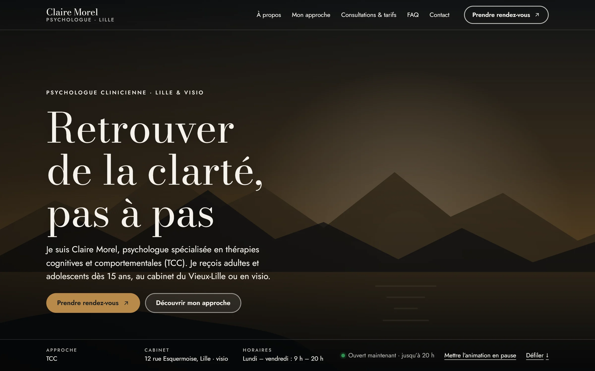 Page d’accueil du style Immersif.