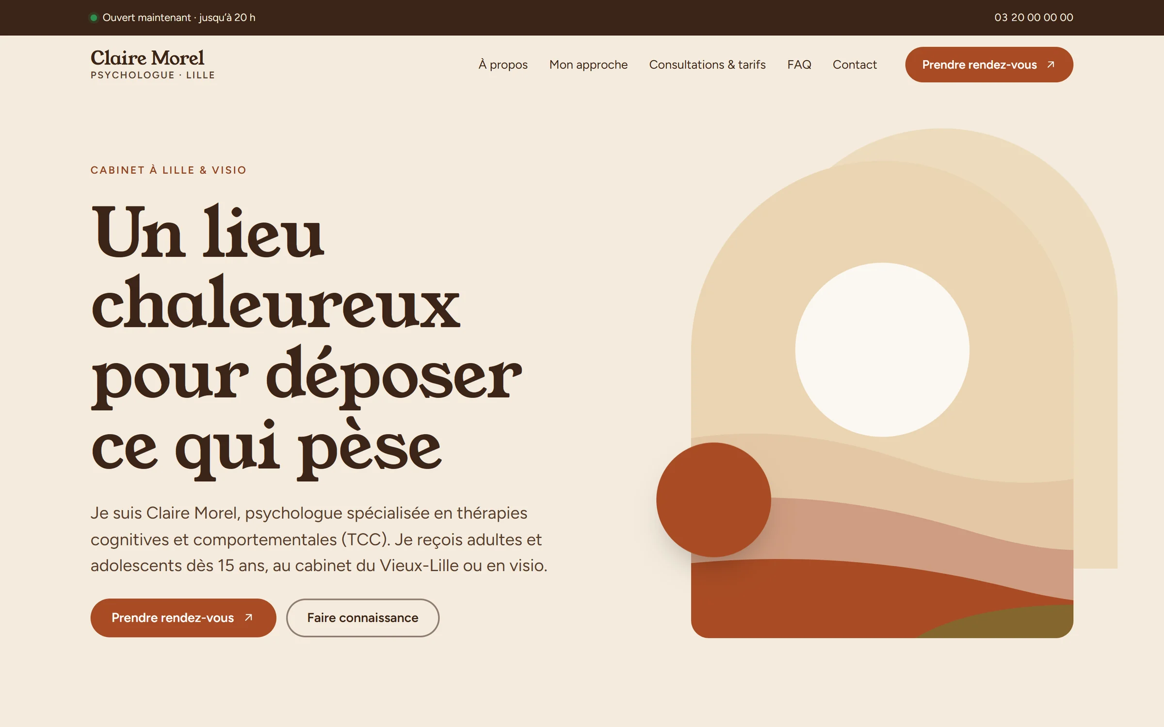 Page d’accueil du style Terre & organique.