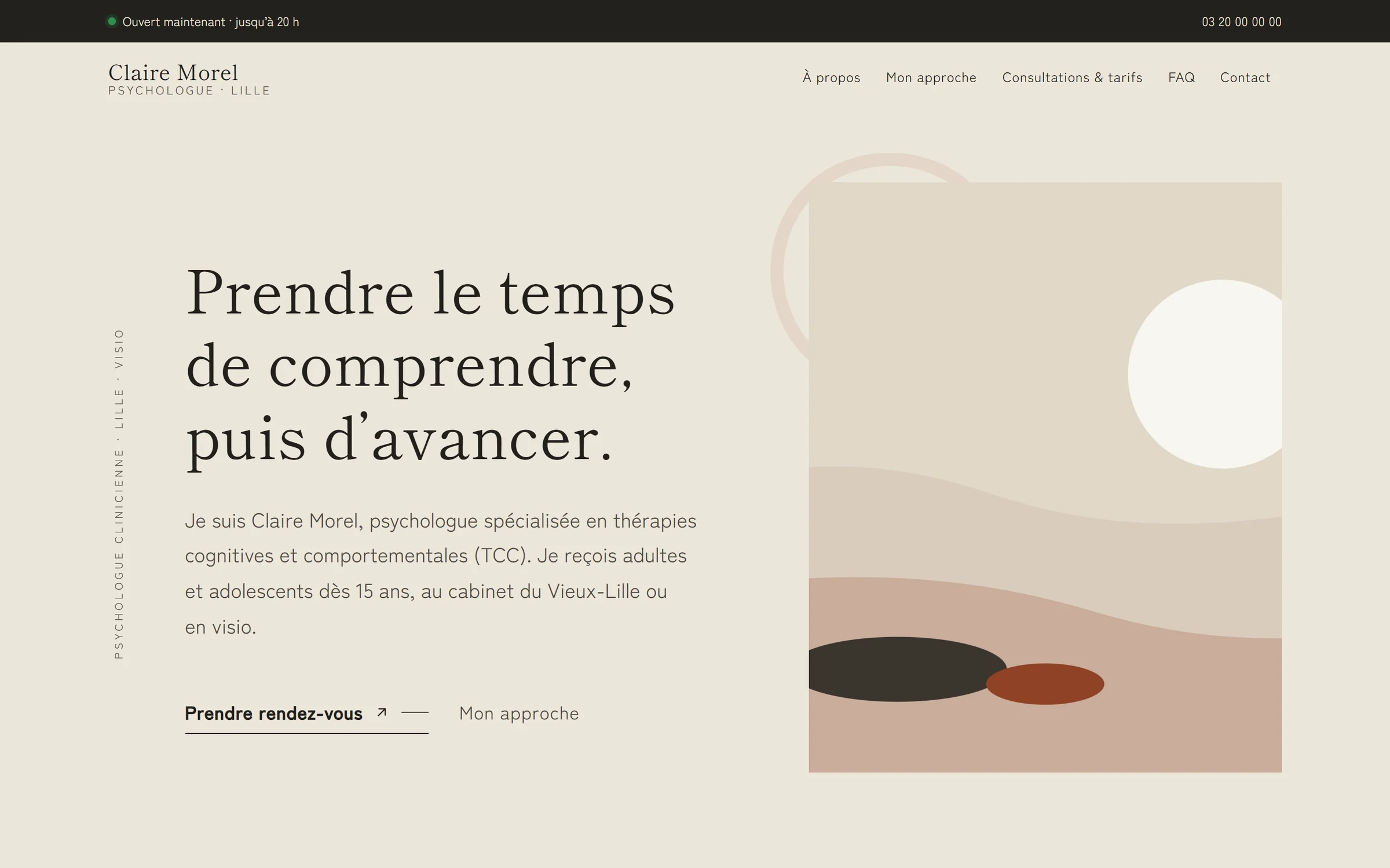 Page d’accueil du style Wabi-sabi.